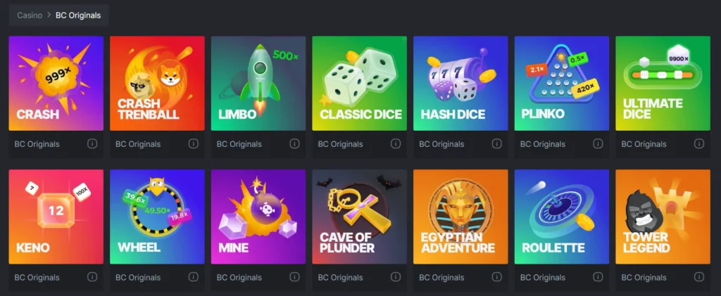 BC.Game originals slot games